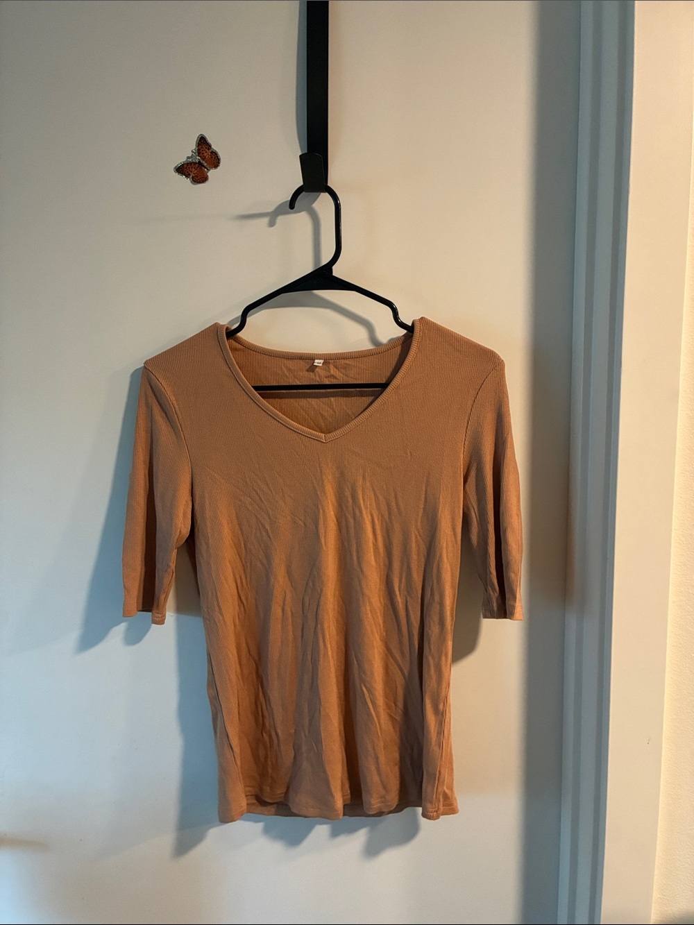 Women’s V-Neck Short Sleeve Top - Tan